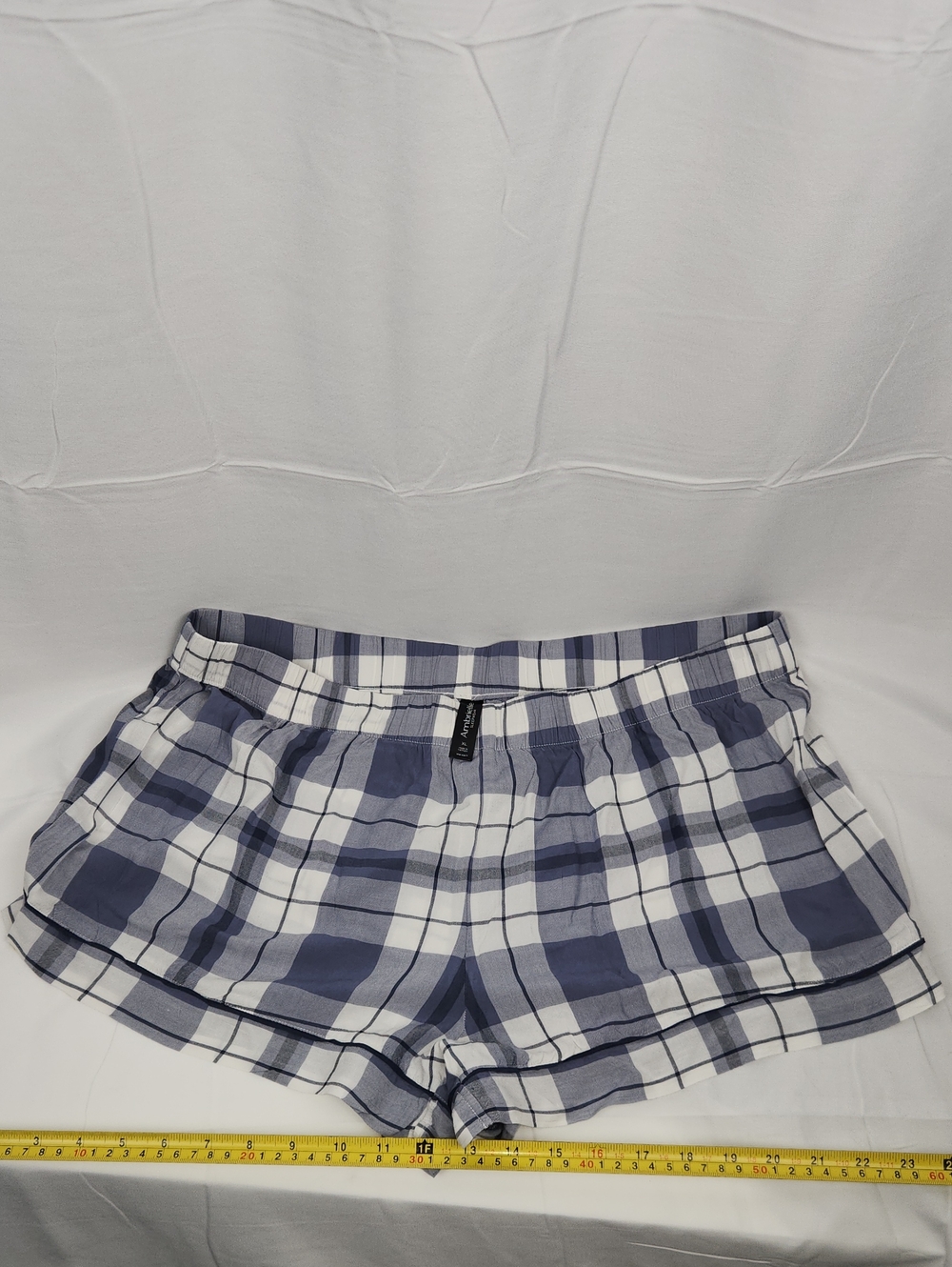 Ambrielle Navy and White Plaid Lounge Sleep Shorts